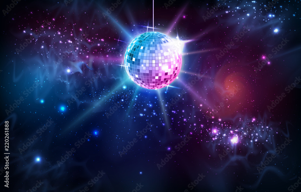 Canvas Prints disco ball. disco ball on open space background