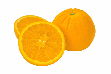 beautiful red, ripe oranges on a white background