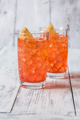 Glass of Aperol Spritz cocktail