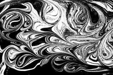 Marble abstract artwork texture. Black and white wave pattern.