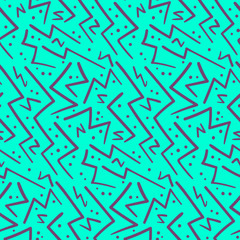 Abstract purple on blue zig zag seamless pattern. Abstract bright colors texture with hand drawn angle zigzag lines for textile, wrapping paper, cover, surface, background, wallpaper