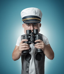 Lustige Karikatur Seemann Kaptain