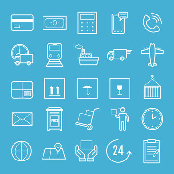 Set of vector line delivery icons for web, print, mobile apps design