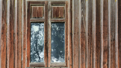 antique wood window at wood building