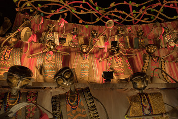 Exterior of decorated Durga Puja pandal, at Kolkata, West Bengal, India.