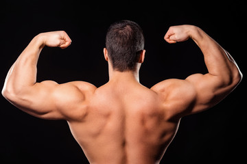 Men's rear double biceps pose.