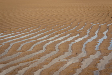 Sand rippled textured pattern created by low tide. Abstract background