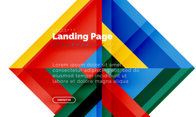 Square shape geometric abstract background, landing page web design template