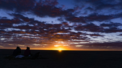 Orange Sunrise at morning, Makgadikgadi Pan, Botswana, Africa