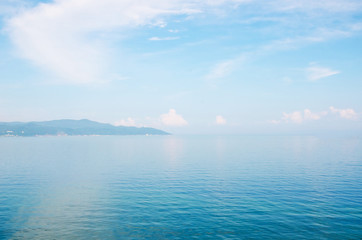 Paysage of a blue water of lake and sky.