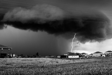 Fototapeta na wymiar Lightning storm, black and white