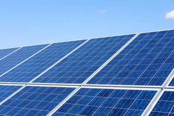 Solar panels with blue sky background