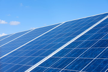 Solar panels with blue sky background