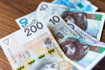 Stack of polish zloty banknotes