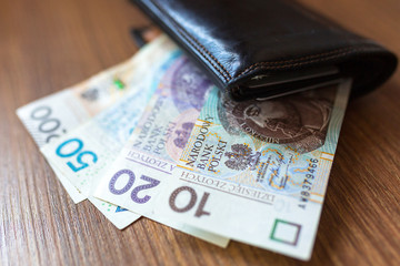 Wallet with polish zloty banknotes