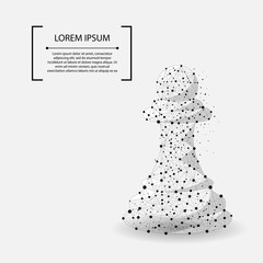 Abstract mash line and point chess pawn. Vector business illustration. Polygonal low poly.
