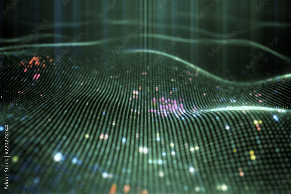 Poster abstract glowing virtual neural network. futuristic coding or artificial intelligence concept 3d ill