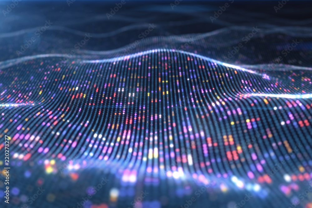Poster abstract glowing virtual neural network. futuristic coding or artificial intelligence concept 3d ill