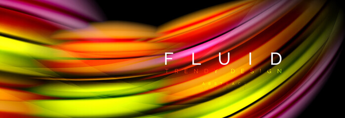 Wave fluid flowing colors motion effect, holographic abstract background. Vector illustration