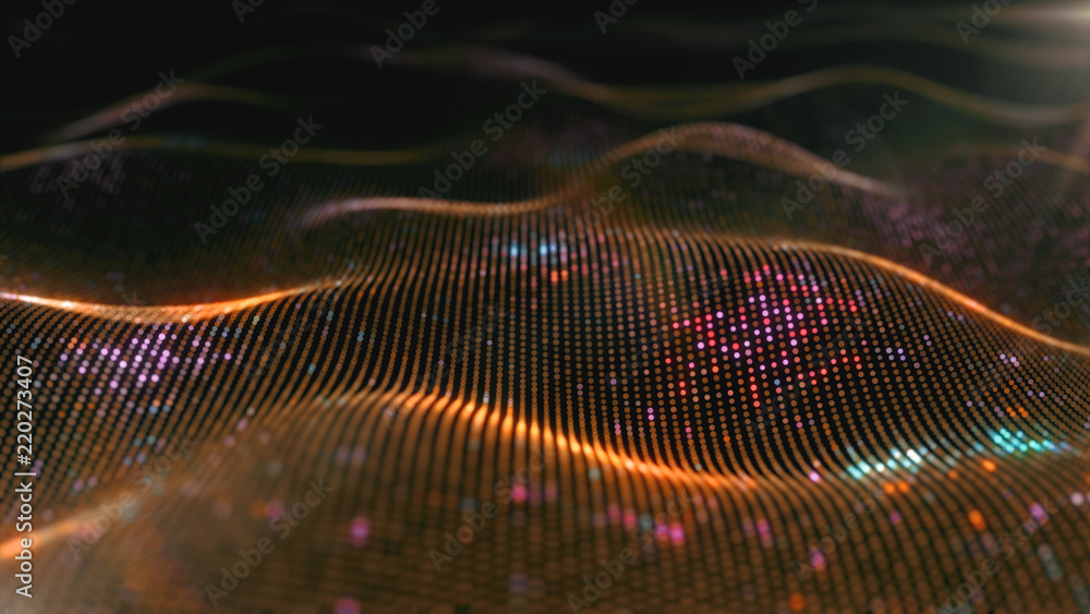 Poster abstract glowing virtual neural network. futuristic coding or artificial intelligence concept 3d ill