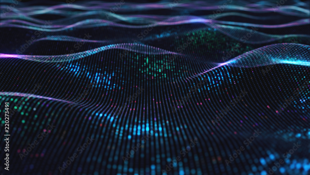 Poster abstract glowing virtual neural network. futuristic coding or artificial intelligence concept 3d ill
