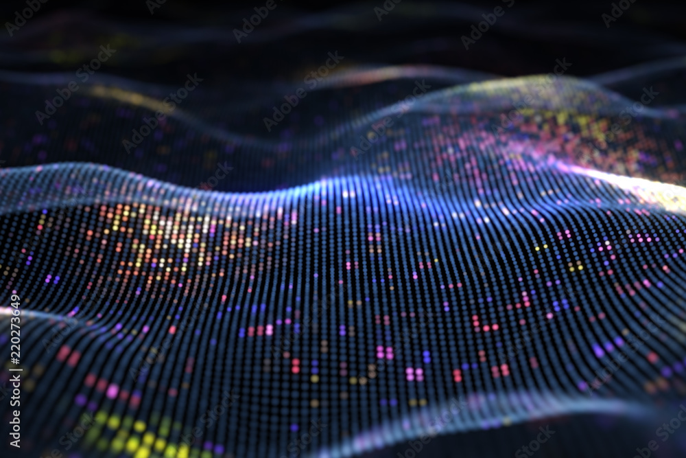 Poster abstract glowing virtual neural network. futuristic coding or artificial intelligence concept 3d ill
