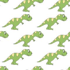 Colorful dinosaur seamless vector pattern. Pretty rex background