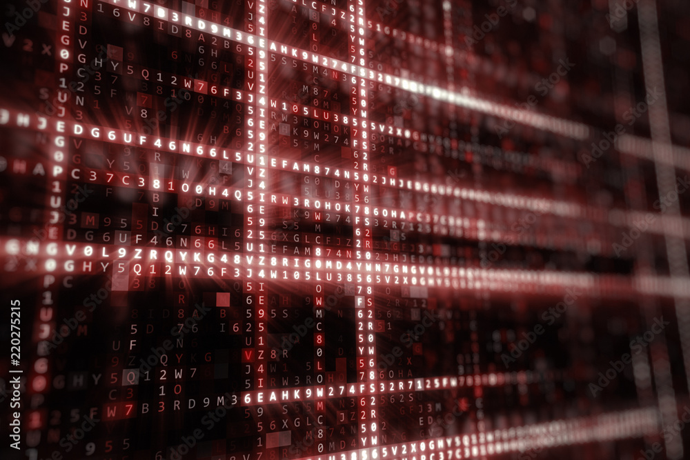 Poster randomly generated computer hexadecimal machine code abstract technological background 3d illustrati