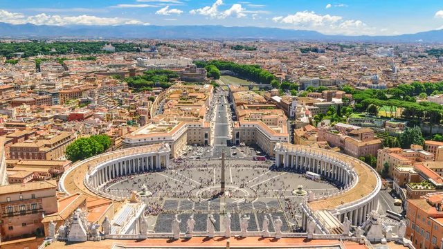 Rome Vatican Italy time lapse 4K, aerial view city skyline timelapse at Saint Peter Square