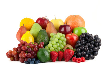 Assortment of fruit isolated on white background
