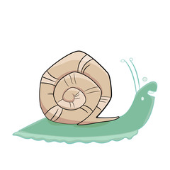 cute snail laughing with mouth open