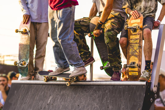 urban city man doing extreme skate tricks on ramp