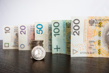 Stack of polish zloty banknotes