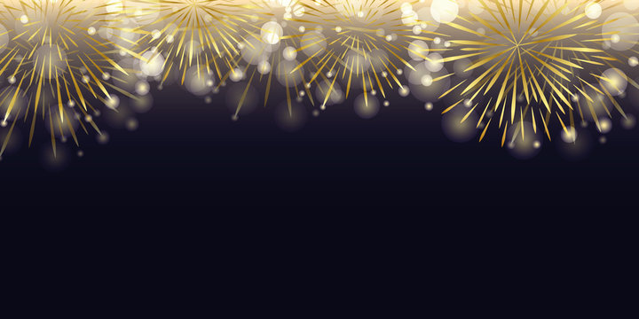 golden firework in the dark night celebration