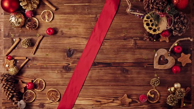 Wooden table with Christmas decoration
