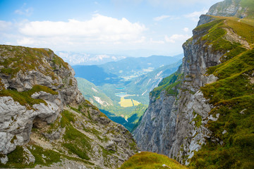 Fototapeta premium Panoramic view of Itaian Alps from Mangart saddle in Slovenia