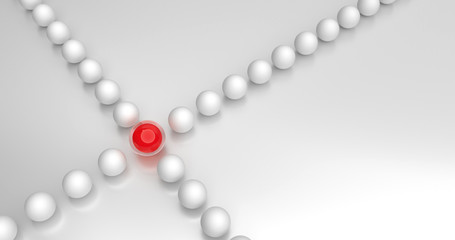 Overlap within a conflict. Intersection of two rows of balls. The center symbolizes a red ball