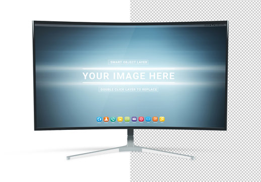 Isolated Curved Monitor Mockup