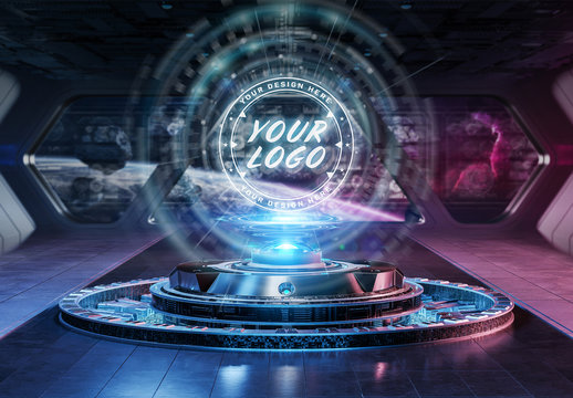 Futuristic Logo Projection Mockup