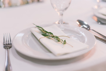 dining table setting with leaves