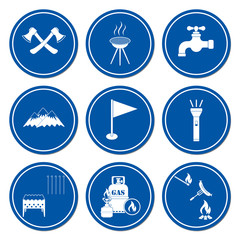 Set of travel and camping equipment icons