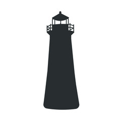 Lighthouse black white icon. Vector illustration, flat design
