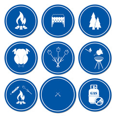 Set of travel and camping equipment icons