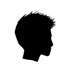 Male profile with a fashion hairstyle on a white background.