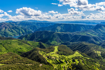 Amazing summer landscape (Collsacabra Mountains, view from Sanctuary of Far, Catalonia, Spain)