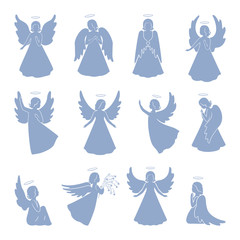 Set of twelve Angel silhouettes