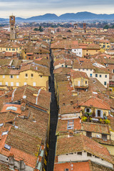 Naklejka premium Aerial View Historic Center of Lucca, Italy