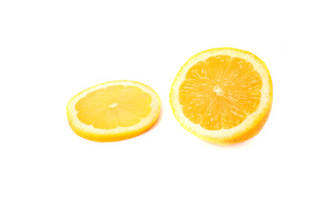 Slice of lemon isolated on white background