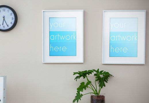 Two Frames on Wall Mockup