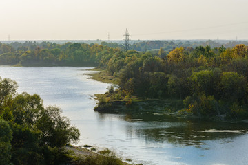 Autumn. Sunset on the river.